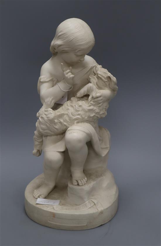 A Copeland figure of a lady and child, marked J.Durham.Sq. 1862 and Go to Sleep, and Art Union of height 44cm
